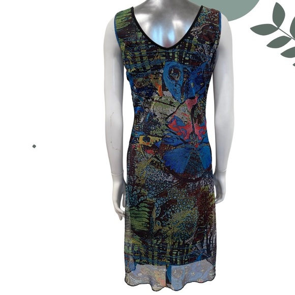 🛍️3/$40 Bold Abstract Print Sleeveless Midi Dress with Front Zipper – Size M - Picture 3 of 6